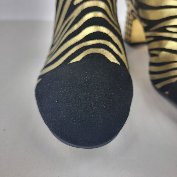 Kurt Geiger Women Zebra Print Black Gold Leather Stud Ankle Boots 6.5 - Picture 3 of 14
